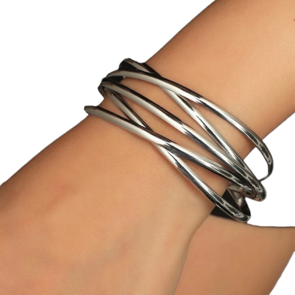 Silver Multi Layered Cuff Bracelet